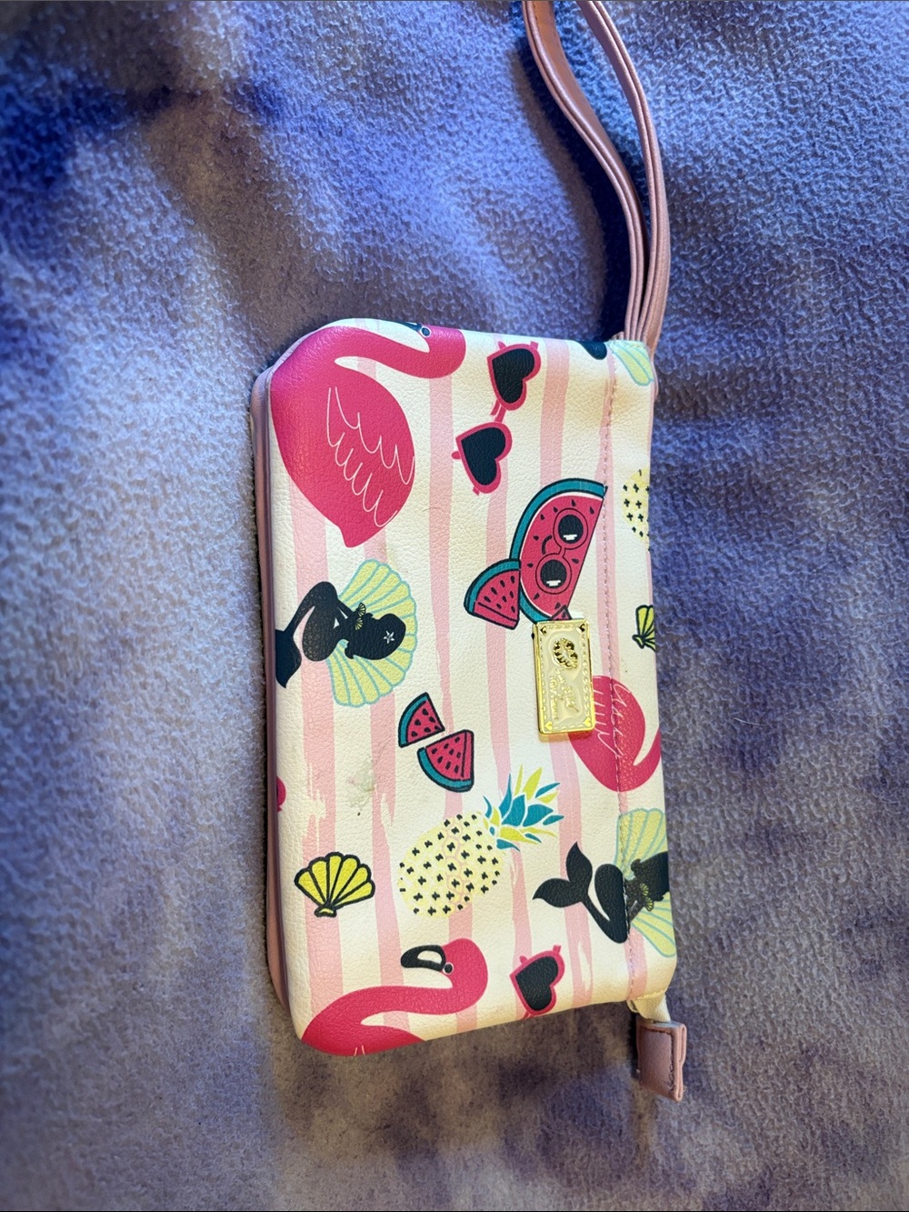 Betsey Johnson Flamingo & Mermaid wristlet/wallet